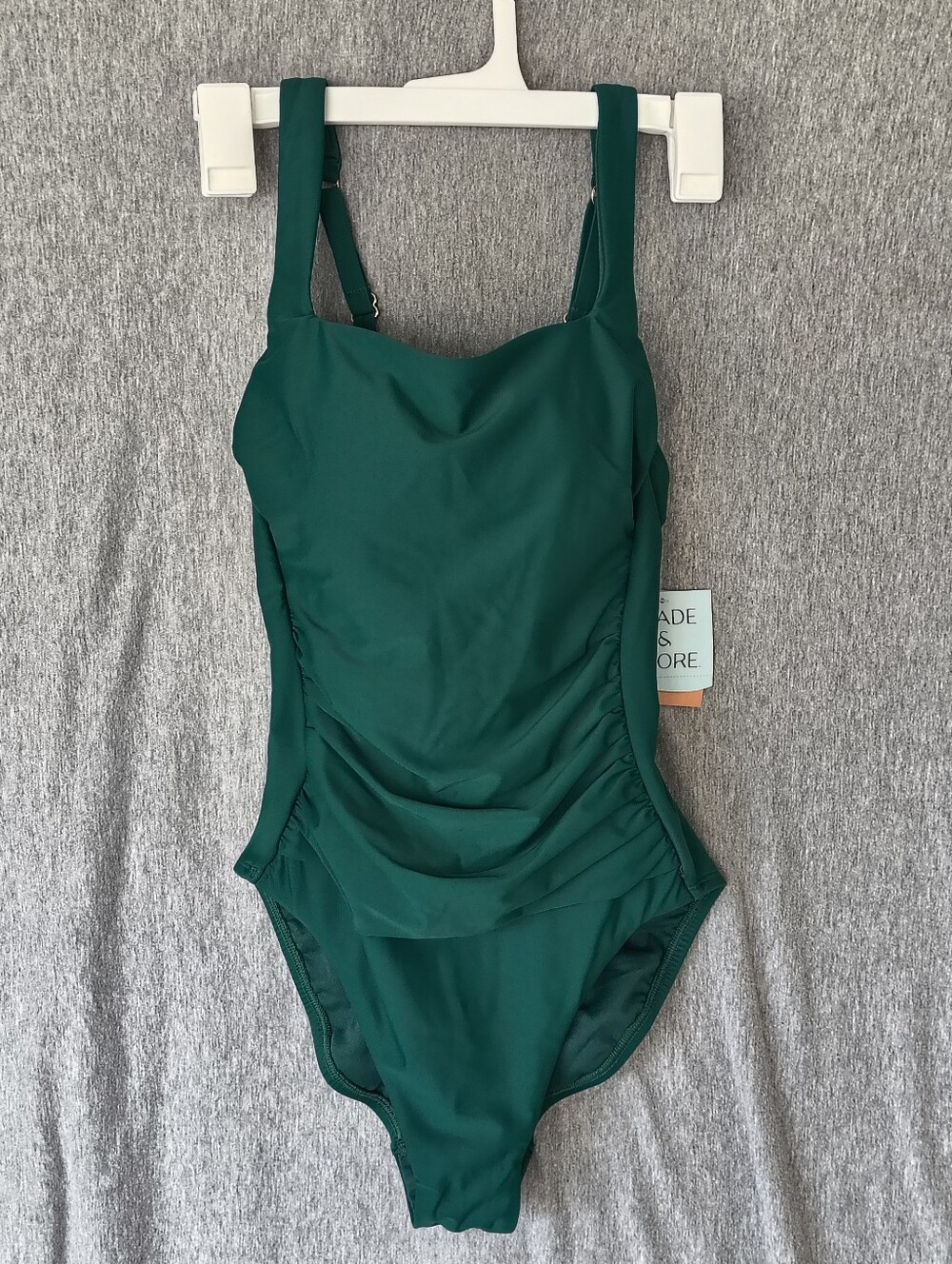 Shade & Shore Women’s Shirred Tummy Control One‑Piece – Green